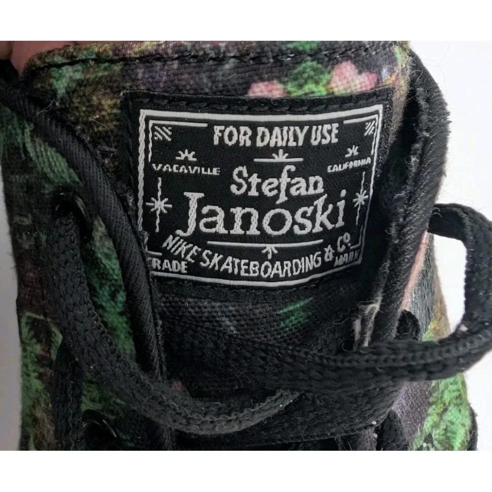 Nike Kids Stefan Janoski Skateboard Shoes Y4 Black Floral Jungle Punk Canvas